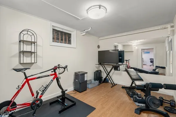 a view of a room with gym equipment