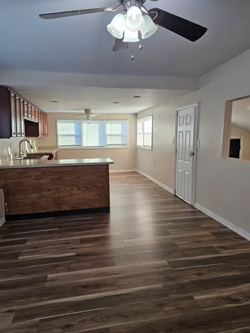 a view of a livingroom with a chandelier