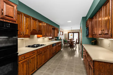 a kitchen with lots of counter top space