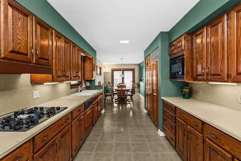 a kitchen with lots of counter top space