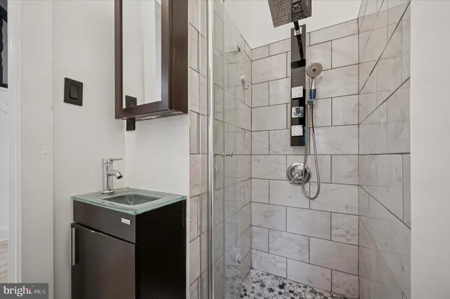 a bathroom with a shower