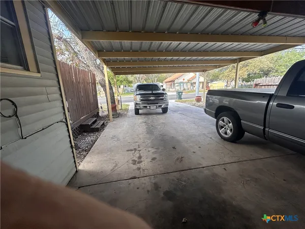 a view of a car in garage