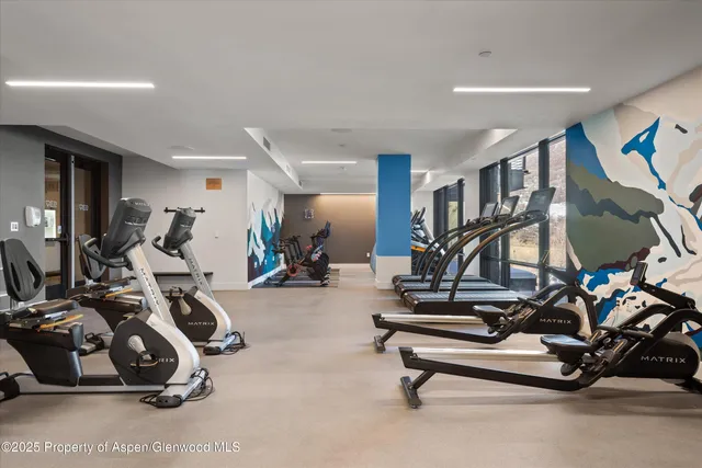 a view of a room with gym equipment