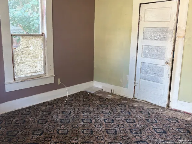 a view of a wooden door