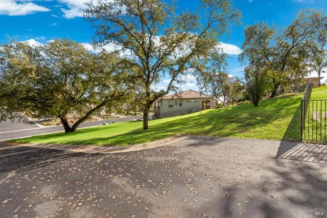 a view of a backyard with green space