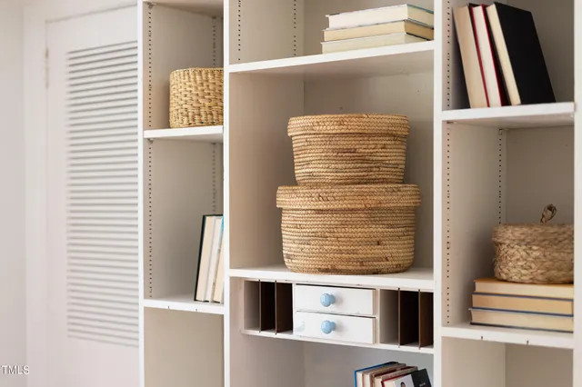 a workspace with furniture and wooden floor