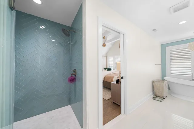 a bathroom with a shower
