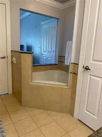 a bathroom with a tub