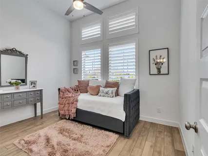 a room with a bed and a table