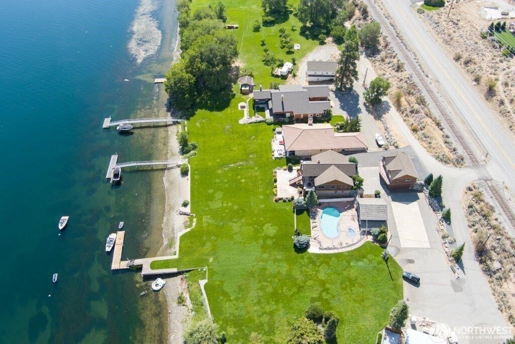 15330 Lakeview Street Entiat, WA 98822 - Photo 19 of 27 an aerial view of a house with a yard basket ball court and outdoor seating