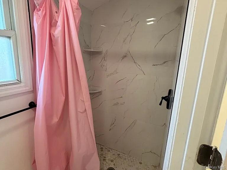 61 Montgomery Avenue Mastic, NY 11950 - Photo 13 of 14 a bathroom with a shower curtain and a sink