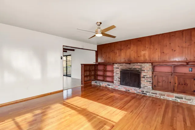 a view of a livingroom with a fireplace