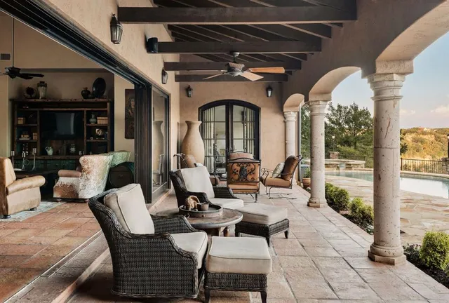 a outdoor living space with furniture