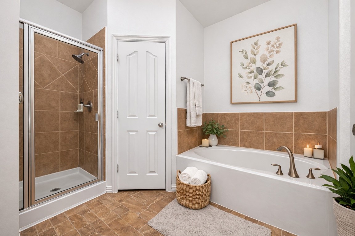 311 Volute Drive Rosharon, TX 77583 - Photo 12 of 17 a bathroom with a bathtub and a shower