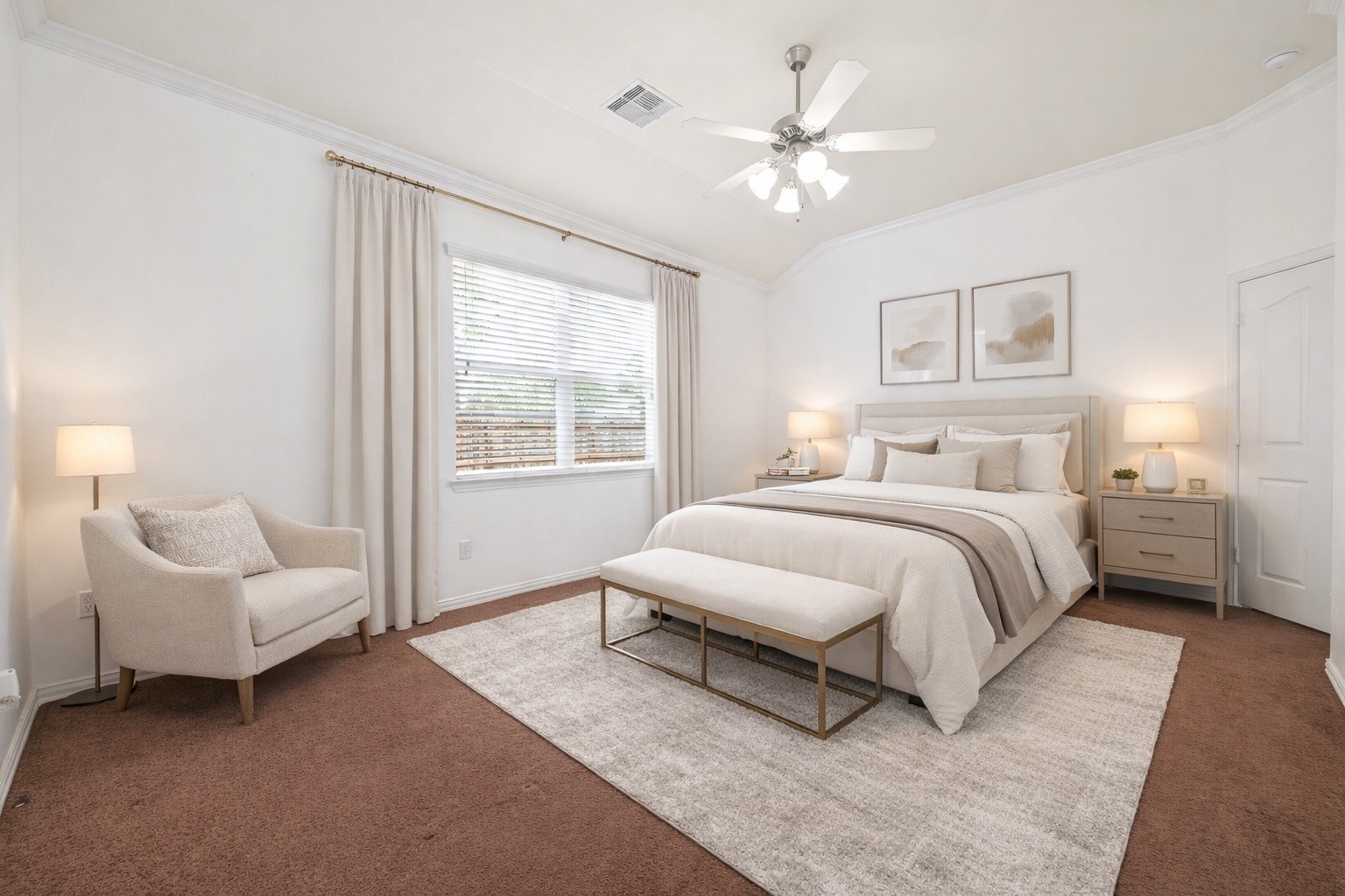 311 Volute Drive Rosharon, TX 77583 - Photo 14 of 21 a bedroom with a bed a couch and chandelier