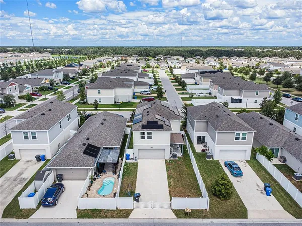 an aerial view of multiple houses