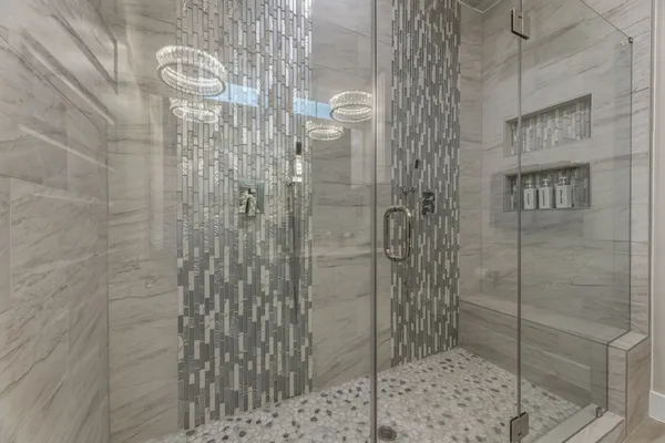 a bathroom with a shower