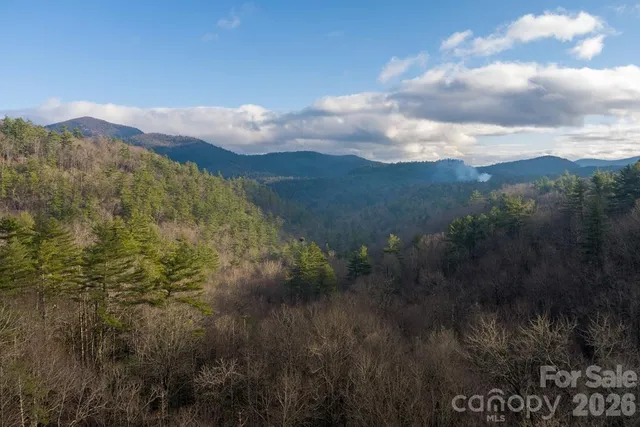 a view of a dry yard with mountains