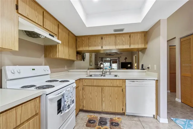 a kitchen with a sink a stove and cabinets