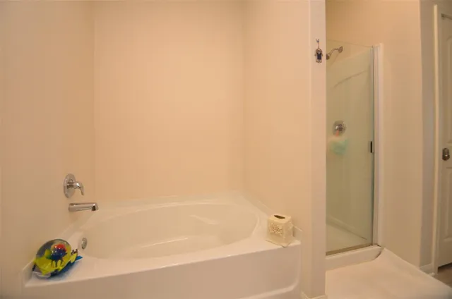 a bathroom with a bathtub