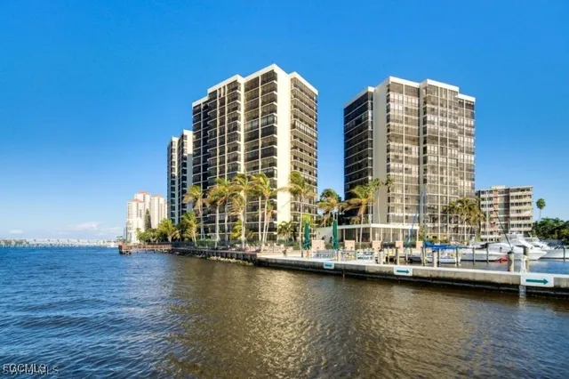 a view of a building with lake view