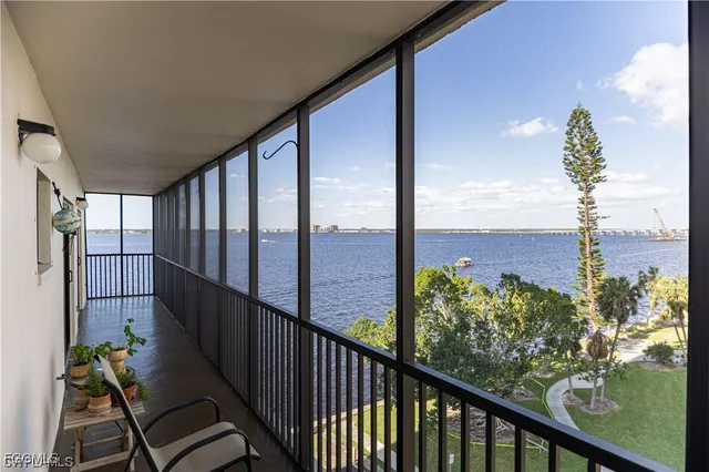 a view of a balcony with city view