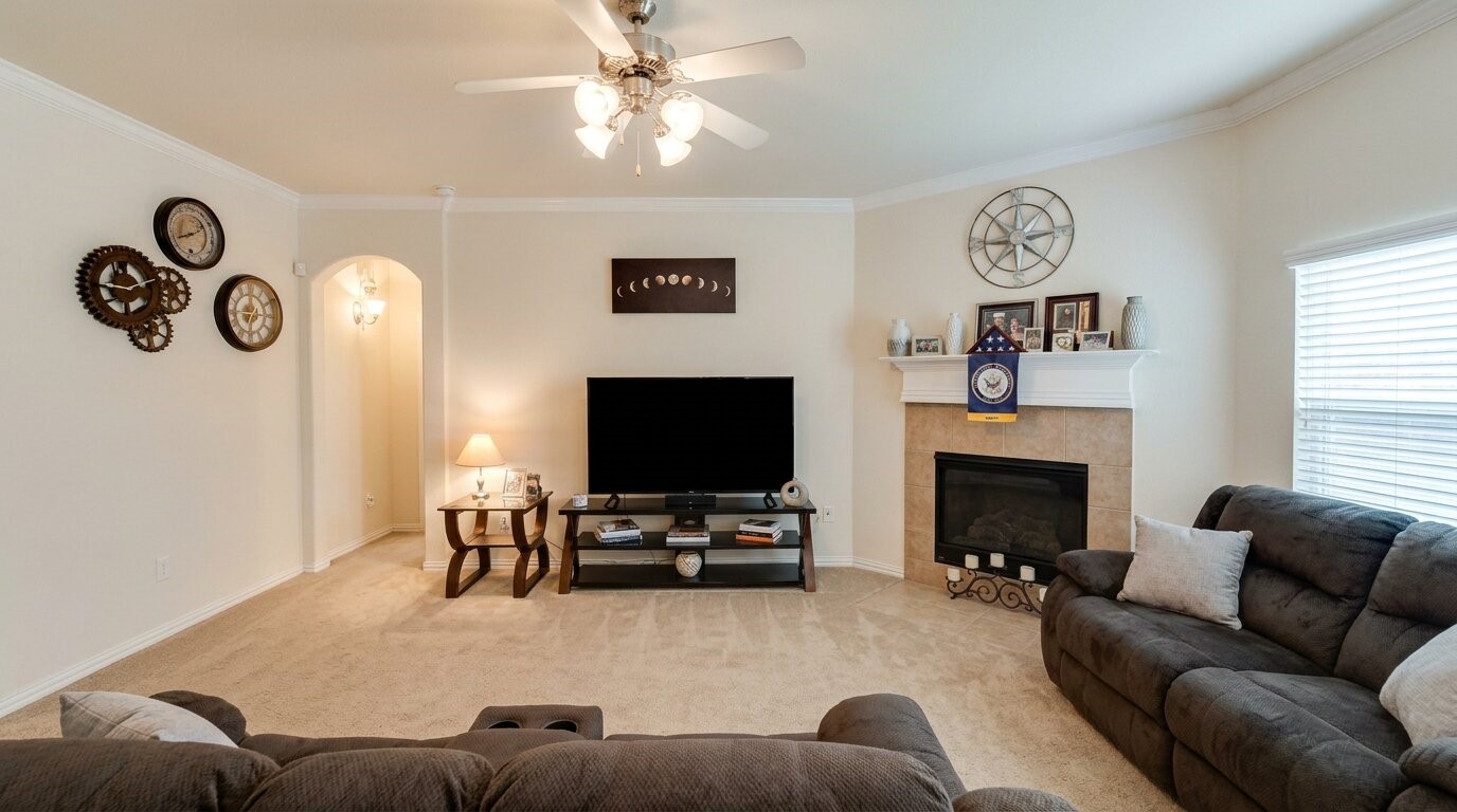 8106 Rudy Brook Way Spring, TX 77379 - Photo 6 of 20 a living room with furniture and a flat screen tv