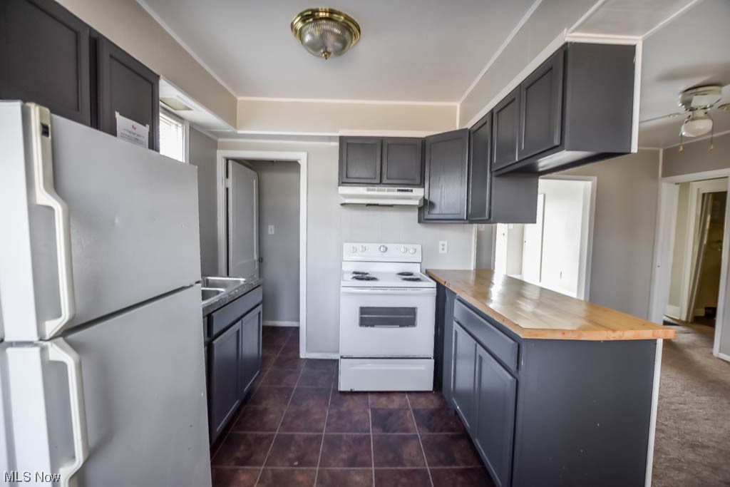 1019 Reed Avenue Akron, OH 44306 - Photo 7 of 20 Kitchen featuring dark tile floors, white appliances