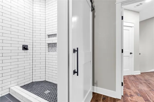 a bathroom with a shower