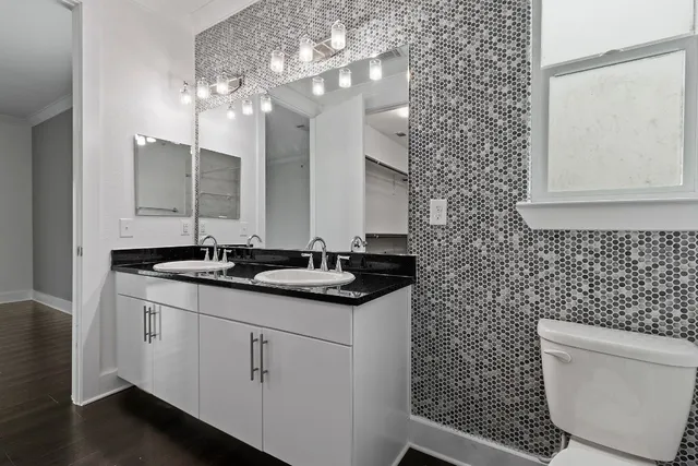 a bathroom with a toilet a sink and mirror