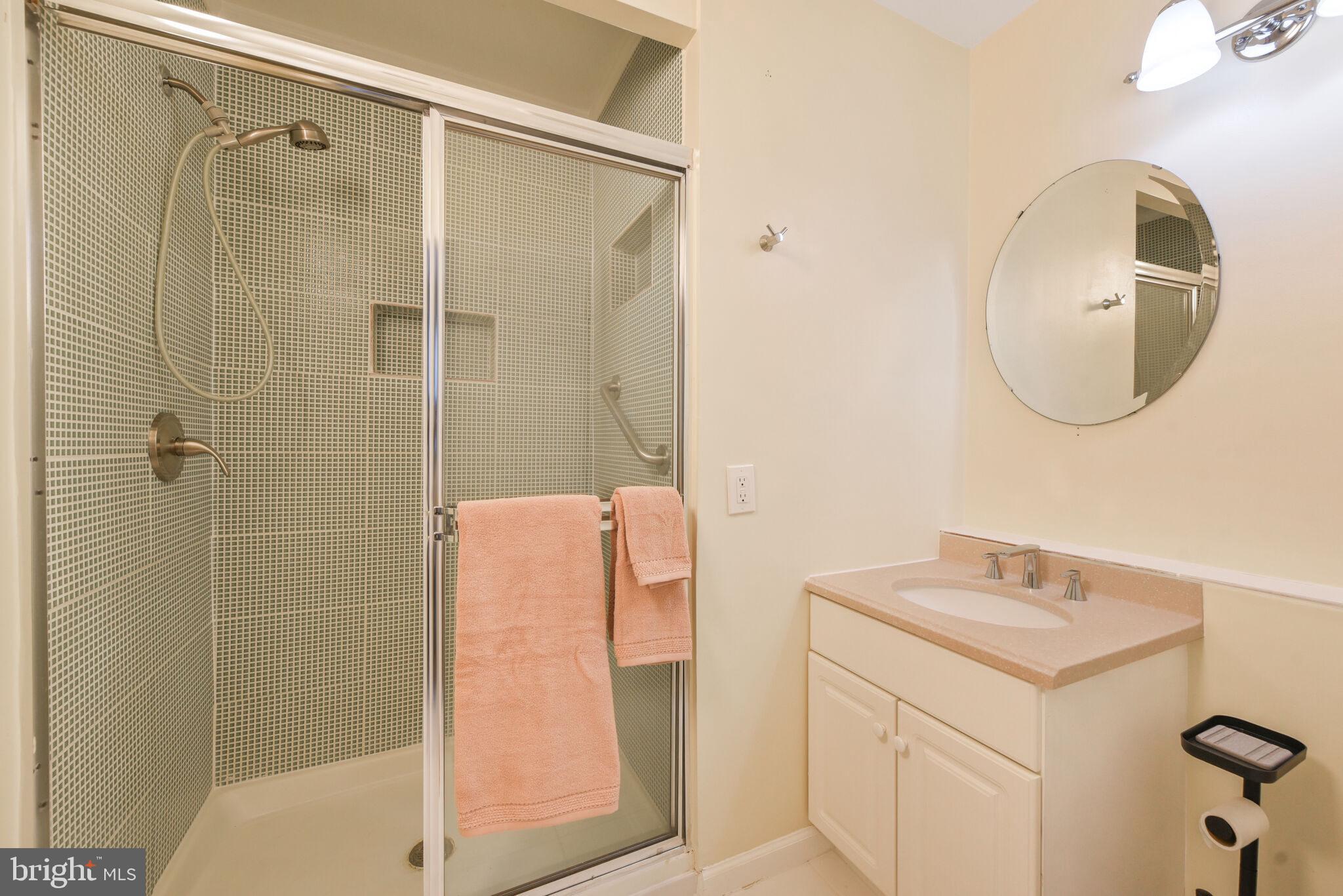 20907 Chippoaks Forest Circle Sterling, VA 20165 - Photo 35 of 71 a bathroom with a sink mirror and shower