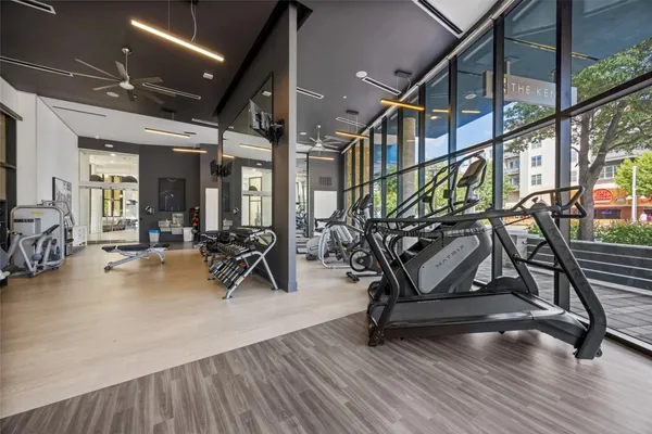 a view of a room with gym equipment
