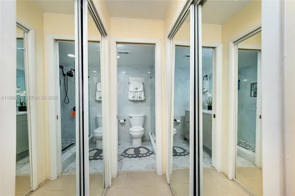 a view of a bathroom from a bathroom