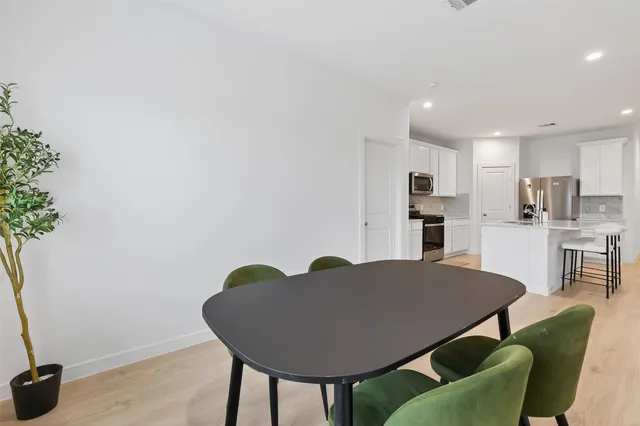 a view of kitchen with dining area