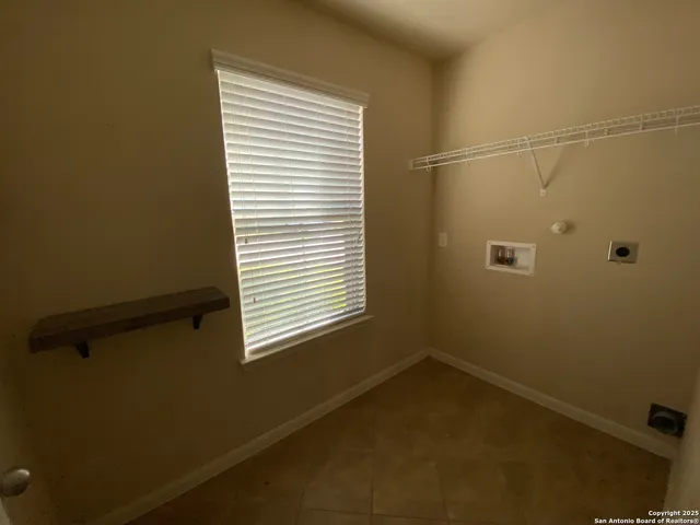 a view of a small space with a window