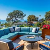 a building outdoor space with patio furniture