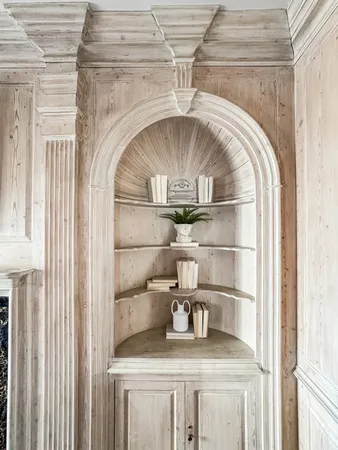 a view of a fireplace in the living room