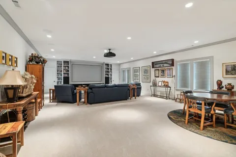 a living room with furniture or couch and a window