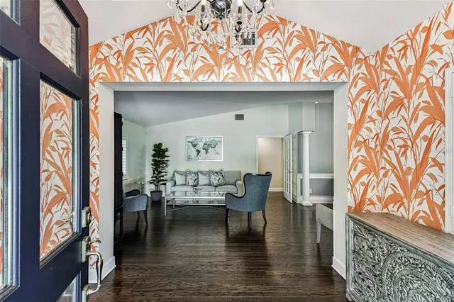 a view of front door with dining room