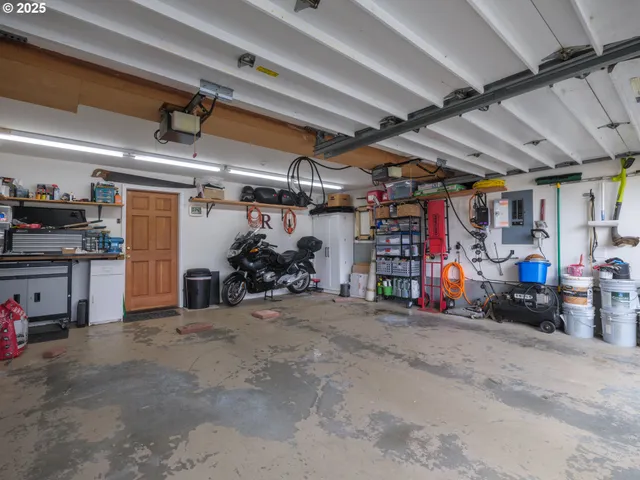 a view of a storage area with a bike garage