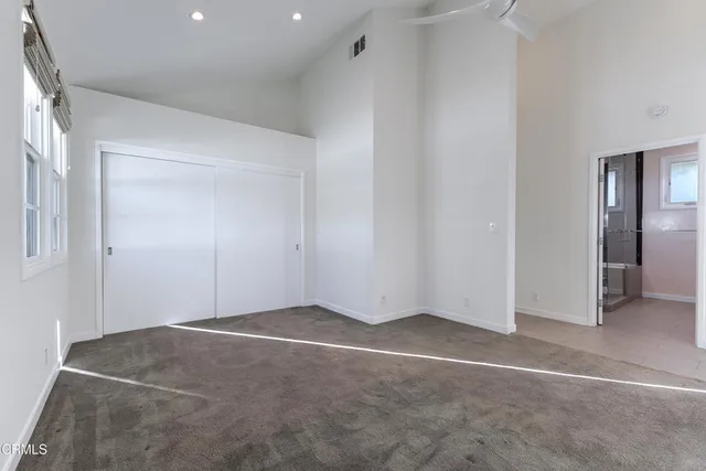 an empty room with closet