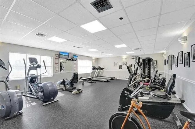 a view of a room with gym equipment