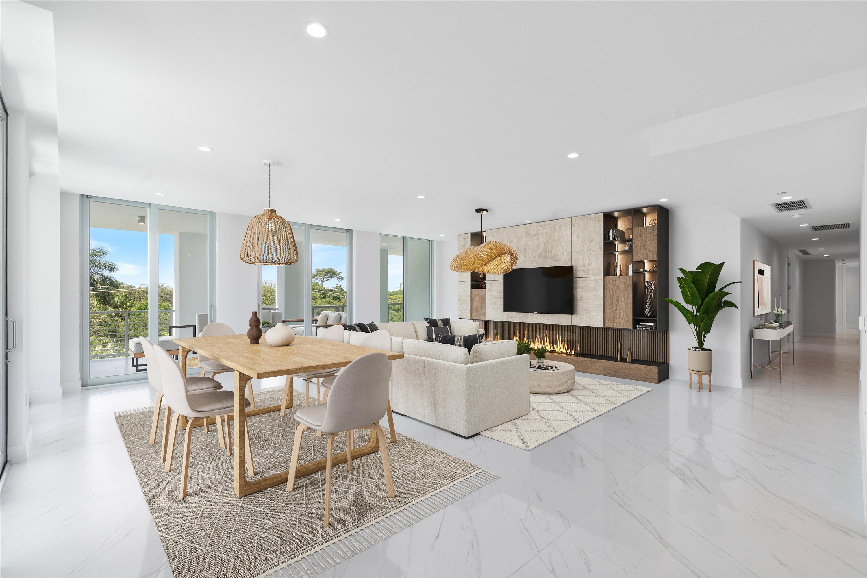 495 East Royal Palm Road, Unit 402 Boca Raton, FL 33432 - Photo 6 of 72 a living room with furniture a wooden floor and a flat screen tv