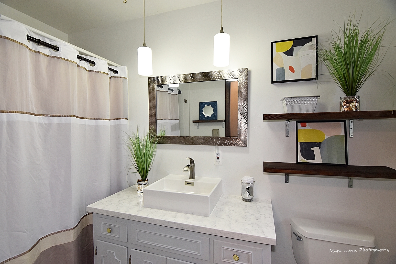 37-w473 Crane Road St. Charles, IL 60175 - Photo 25 of 37 a bathroom with a sink a mirror and a shower curtain
