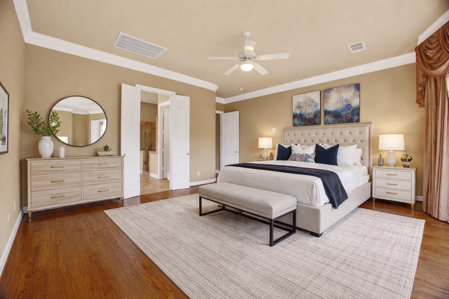 11511 Gallant Ridge Lane Houston, TX 77082 - Photo 23 of 49 a bedroom with a large bed and wooden floor