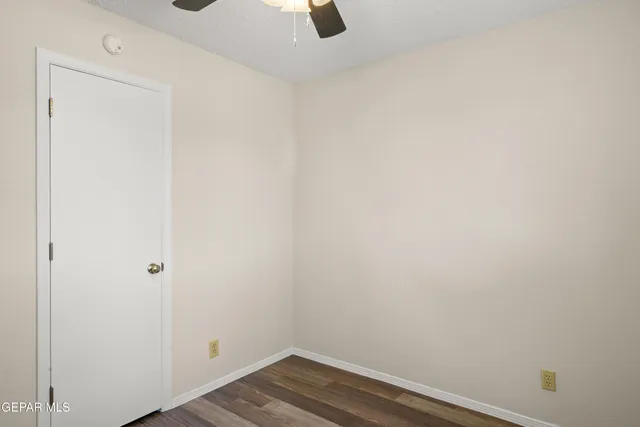 a view of small space with wooden floor