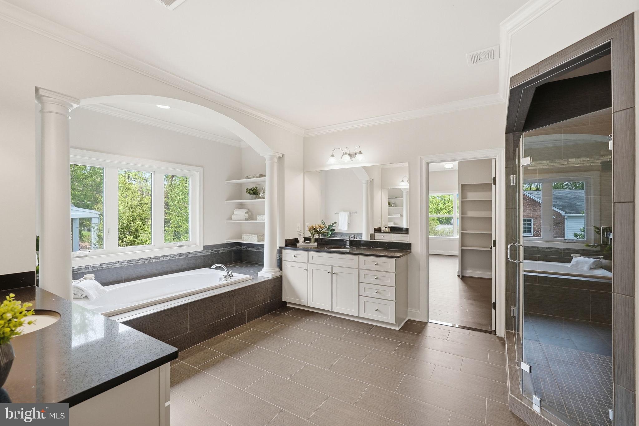 7821 Old Falls Road McLean, VA 22102 - Photo 26 of 47 Primary Bathroom w/ Soaking Tub & Separate Shower