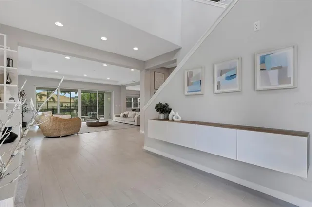 a view of entryway with wooden floor