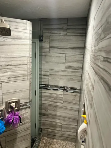 a bathroom with a shower