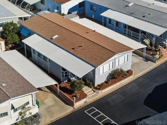 an aerial view of a house with balcony
